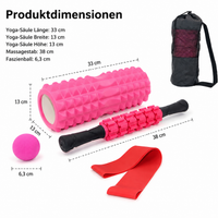 Fascia Roller Set Violet 33cm Hollow, EVA Foam, Fascia Ball 6.3cm, Massage Ball & Massage Stick 38cm, for Muscle Relaxation & Fitness
