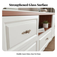TV Stand with Storage Cabinets Entertainment Center Television Console Sturdy Glass Top with Open Shelves Suitable for Families Small Apartments Bedroom