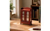 Dollhouse Cabinet with Glass Doors Freestanding Miniature Display Cabinet Realistic Miniature Furniture Display Shelf for Miniaturists, Diorama