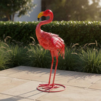 Metal Flamingo Statue Ground Stakes Iron Flamingo Ornament Hand-Painted