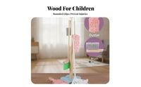 6 Pieces Storage Stand Pretend Cleaning Set Bristled Heads Wooden Cleaning Toy Set Role-Play Early Learning