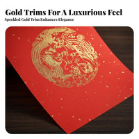 Thick Wax-Dyed Red Couplet Paper, Gold-Edged Blank Festive Xuan Paper, Handwriting, Wyrm Fish Pattern