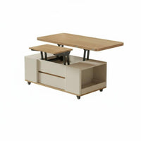 raiseTop Coffee-to-Dining Table Multi-Functional Split raiseTop Coffee Table Mobile with casters Sturdy for Dorm Rooms