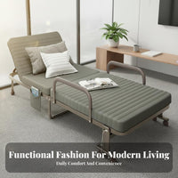 Office Rest Lounger Foldable Design Single Folding Cot Space Saving Folding Cot Bed with Mattress for Caregivers, Adults, Living Room, Bedroom