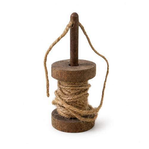Rustic Wooden Spool Ornament Brown Finish Self-Assembly Wooden Ornament