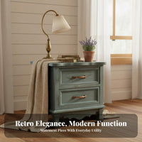 Nightstand with Storage Vintage Look Single-Drawer Nightstand Distressed Finish