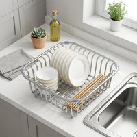Square Drain Basket Kitchen Sink Drainer, 201 Stainless Steel Dish Drainage Rack and Bowl Strainer, In-Sink Multi-Functional Kitchen Storage Unit