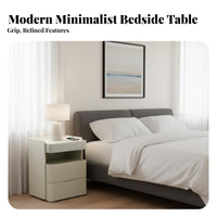 Illuminated Nightstand Smart Charging Table Modern Bedside Cabinet with Wireless Charger Bluetooth Speaker Digital Clock Hardened Glass Panel Suitable for Bedroom Home Office