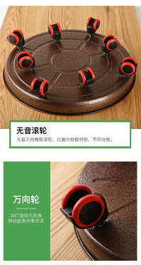 Thickened Metal Mobile Flower Pot Tray with Universal Wheels Round Base