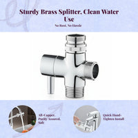 Brass Faucet Splitter, Double Outlet Adapter, Kitchen Sink Connector, Universal Copper Converter