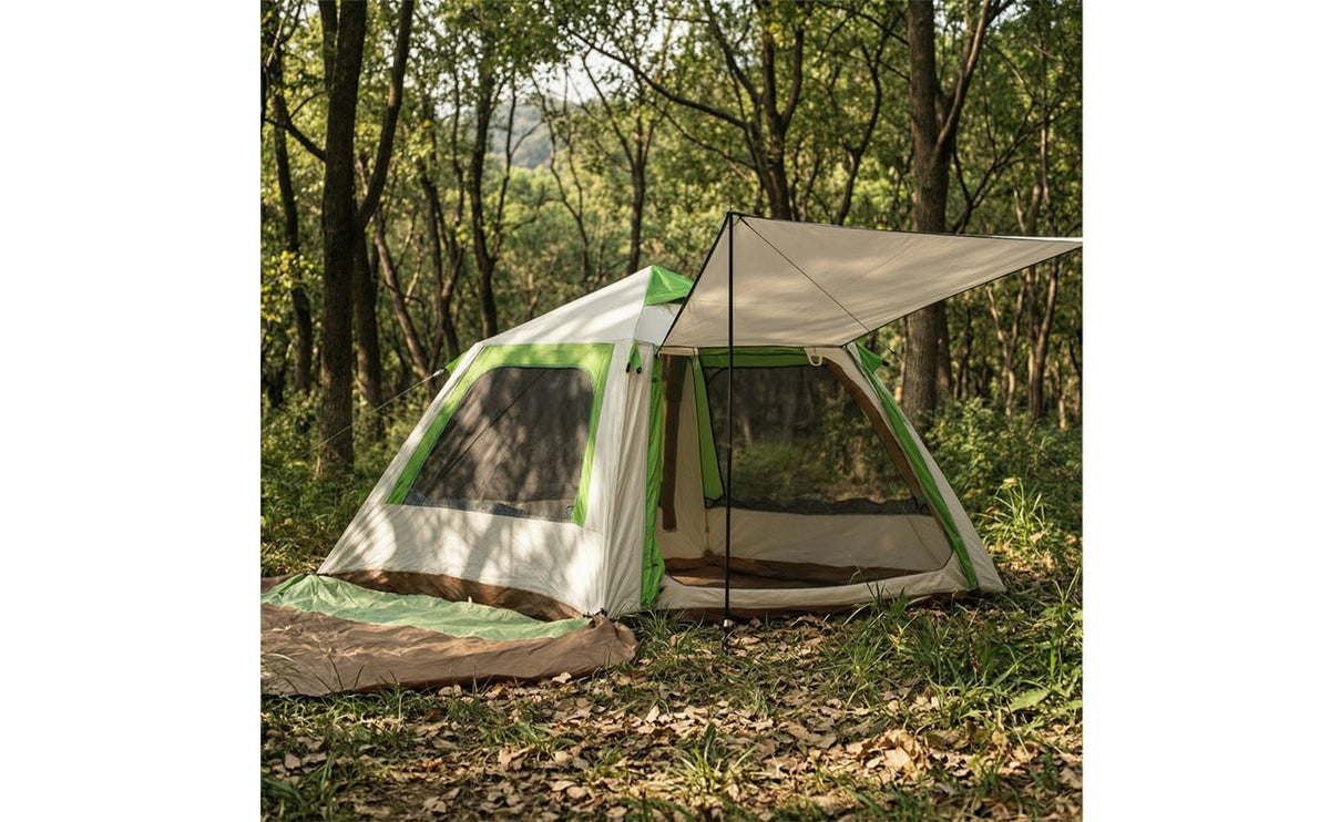 Bug-Proof Inflatable Tent with Mesh Openings and Doors Portable Inflatable Tent with Awning Quick-Setup Breathable for Backyard