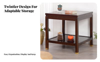 Dual-Level Square Table Minimalist Design 2-Tier Square Table Multi-Functional Sturdy and Long-Lasting for Interior Decorators