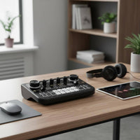 Multi-Platform Compatible Live Broadcasting Soundboard realTime Monitoring Voice Changer Sound Effects Board Bluetooth Connectivity Portable DJ Mixer for Gamers, Podcasters, Podcasting