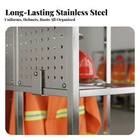 Firefighter Gear Rack Stainless Steel Rotating Crisis Equipment Stand Heavy-Duty Construction Double-Sided Turnout Gear Stand for Emergency Responders