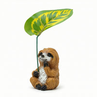 Sloth Statue with Umbrella Outdoor Sloth Garden Statue Miniature for Gardeners