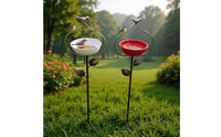 2 Pieces Metal Bird Feeder Decorative Outdoor Decor Weather-Resistant