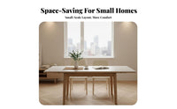 Space-Saving Extendable Rectangular Table Minimalist design aesthetic Rectangular Extendable Table long-finaling Top Dining Room Centerpiece Sturdy Construction for Small Apartment Dwellers, Families, homeowners, Kitchen, Home Gatherings