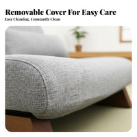 Reclining Floor Lounger Ergonomic Design Adjustable Woven Mat Recliner with Ottoman Armless Removable Cover for Students