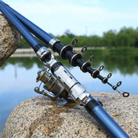 Carbon Fiber Telescopic Fishing Rod, 5 Section Very Hard Fishing Pole, Portable Freshwater Fishing Rod for Stream, Reservoir, Pond
