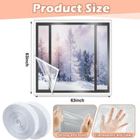 Thickened Window Insulation Film with Adhesive Velcro, Cuttable Transparent Film, Winter Cold Protection, Reusable