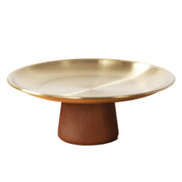 Serving Tray with Pedestal Acacia Wood Pedestal Serving Platter Round Fruit Platter for Hosts, Tea Party