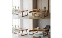 Modern Dining Table with Trapezoidal Legs Industrial Rectangular Dining Table Rustic Furniture Farmhouse for Kitchen