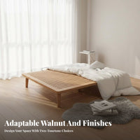 Headboardless Slat Bed Frame Modern Minimalist Design Bedroom Furniture Nordic design Mattress Foundation for Minimalists, Renters, Guest Room