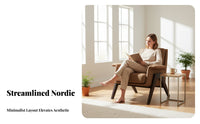 Upholstered Wood Frame Armchair Nordic Design Upholstered Wooden-Frame Armchair Minimalist firm-density Foam padding for Adults