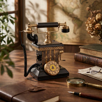 Retro Telephone Model Metal Telephone Model Decorative Mini Phone with Rotary Dial for Coffee Shops