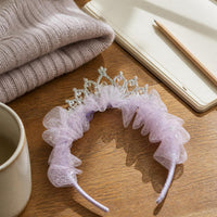 Cloud Bubble Mesh Hair Clip with Feather Decoration, Sweet Korean Style Winter Hair Accessories