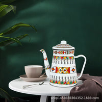 Enamel Coffee Pot Thickened Enamel Coffee Pot with Fine Spout for Pour-Over and Cold Water