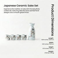 Japanese Ceramic Sake Set, Rich Floral Porcelain
