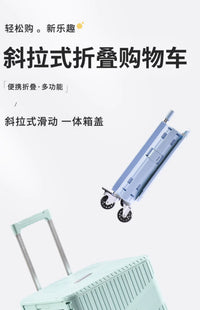 圣乐思家用轻便携带买菜车小拉车折叠购物推车露营拖车拉货取快递 中号【斜拉两用】2.3英寸飞机万向轮-深空灰(静音刹车 送贴画+挂钩)