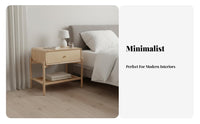Nightstand with Storage Rattan Design Single-Drawer Stand with Woven Shelf