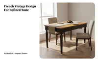 French Retro Design Dining Set Space-Saving Design Rectangular Wooden Dining Table Set Sturdy Construction Solid Wood Kitchen Table and Chairs