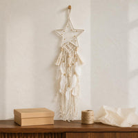 Moon Tassel Wall Decor Handmade Rope Wall Tapestry Boho Style