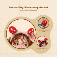 Strawberry Plush Hairband, Sweet Design, Girls Gift