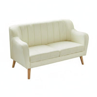 Groove-Tufted Settee Nordic Design Small Couch Space-Saving High-Density Foam Padding for Students, Bedroom, Balcony, Entryway