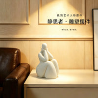 侘寂风坐姿人像抽象摆件创意书挡书房桌面装饰品高级感艺术摆件