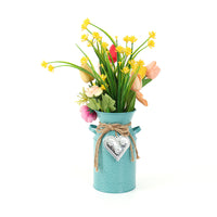 Vintage Metal Flower Pot with Galvanized Iron Finish