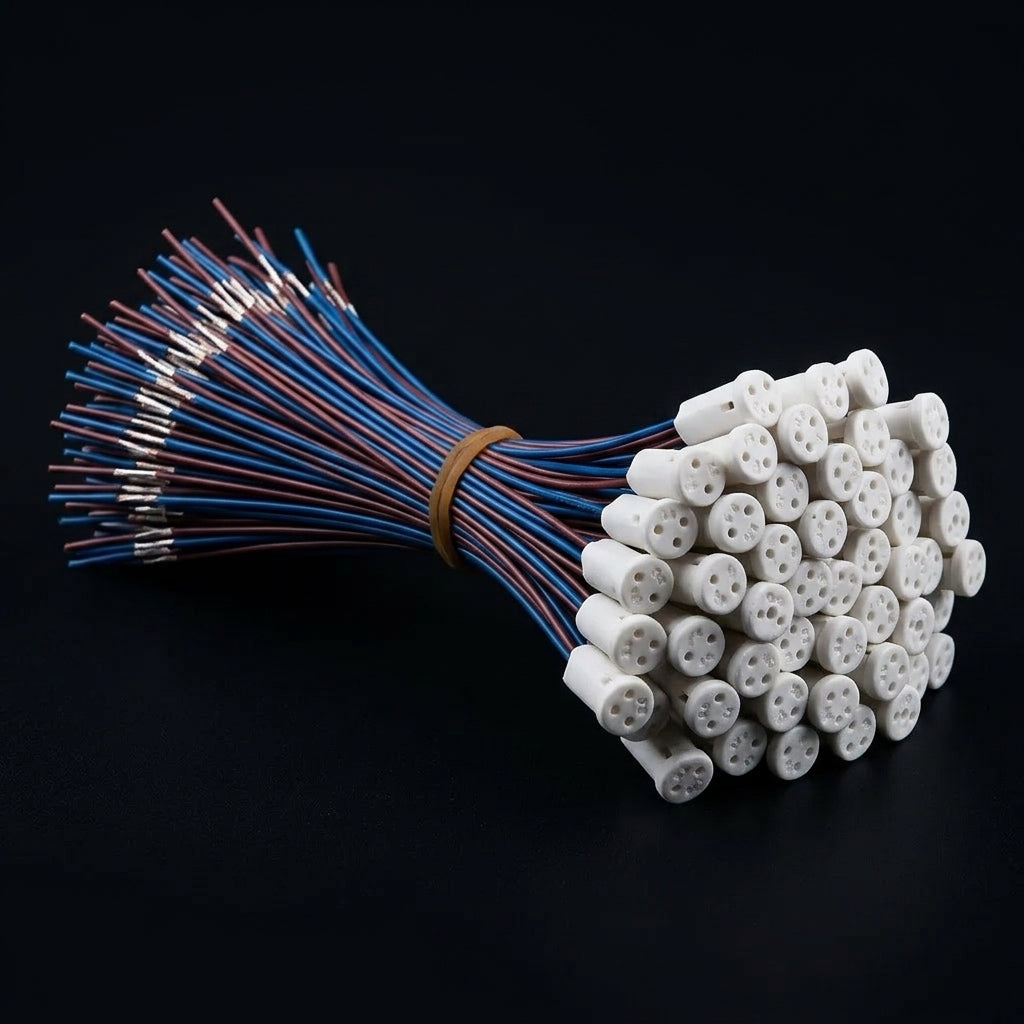 Under Cabinet Lighting Ceramic Base for Pin Base Bulbs, High Temperature Resistant Cabinet Lighting, 15cm Wire Length for DIY Projects, 12V