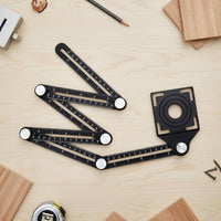 Foldable & Portable Tile Hole Accurate Measurement Tile Hole Tool Double-Calibrated Aluminum Alloy Layout Tool Rust-Proof for Tilers, Woodworking, Construction
