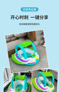 bestway儿童水上充气坐骑游泳圈戏水儿童船小孩浮排浮床宝宝座骑 儿童汽车遮阳船 送小黄泵