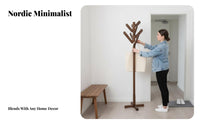 unrestrictedstanding Treedesign Coat Rack Floor-Standing Tree-Shaped Clothes Holder Multi-Hook Garment Stand Space-Saving for Families, Homeowners, Office Workers, Entryway, Hallway, Bedroom, Living Room
