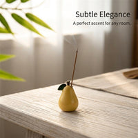 Incense Holder with Fruit Shaped Ceramic Design for Living Room Decor, Handmade Burner for Meditation and Relaxation Areas