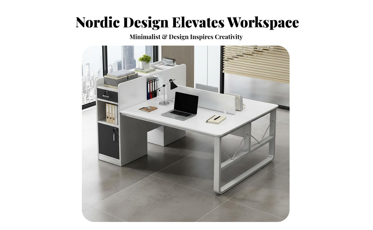 2 Person Desk Nordic look & design Double Workstation Light Luxury design look collaborativemputer Table for emerging business Teams, Professionals, collaborative-Working Space, Study Room