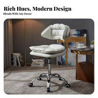 Adjustable Height Padded Low-Back Swivel Chair Rolling Wheels Vanity Stool Sturdy Base Utility Seating Ergonomic Support for Not on Ice Workers, Nail Technicians, Dorm Room, Beauty Salon, Bedroom, Medical Not on Ice