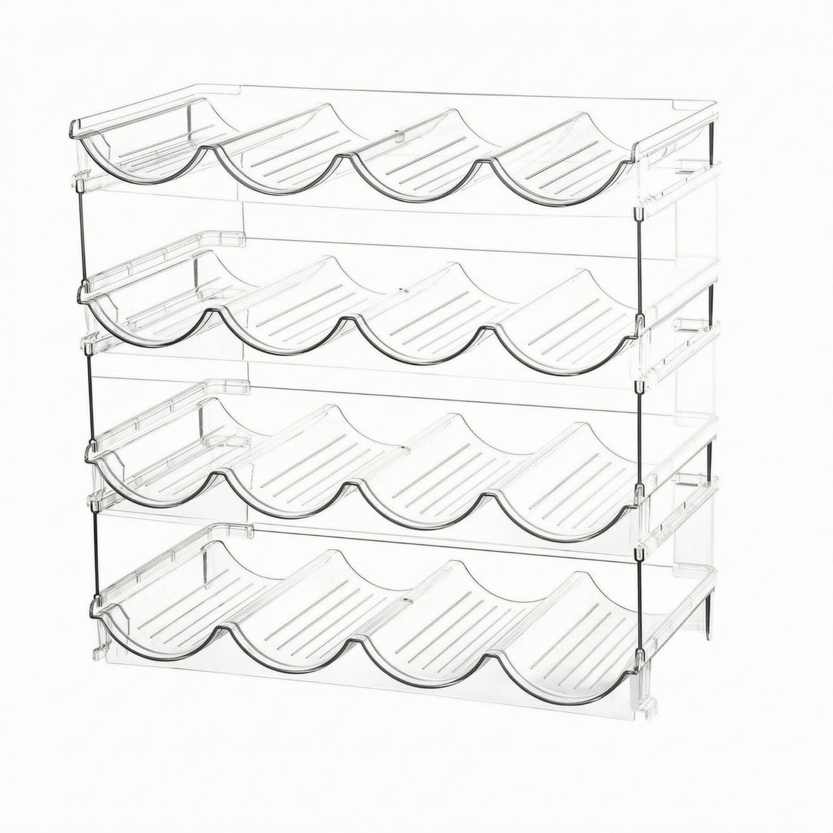 Stackable Water Bottle Organizer Wave-Shaped Stackable Bottle Rack Transparent