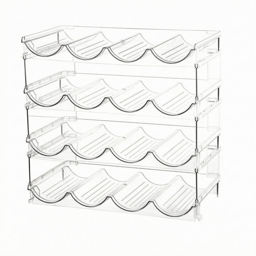 Stackable Water Bottle Organizer Wave-Shaped Stackable Bottle Rack Transparent
