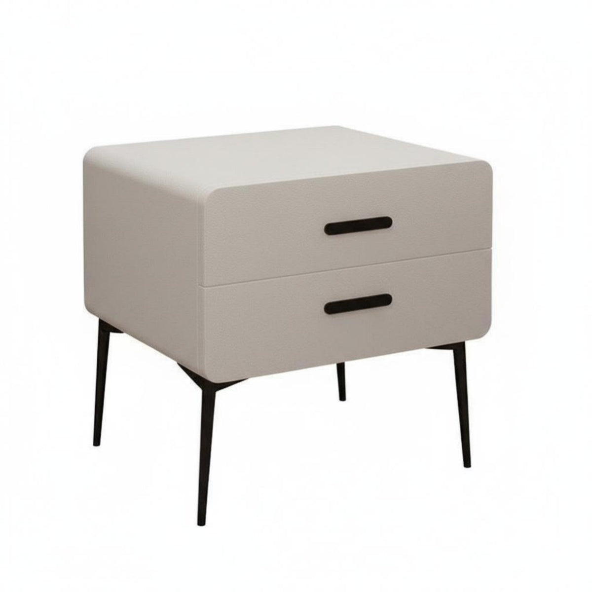 Single-Drawer End Table Cream aesthetic Nightstand Rounded Corners for Students